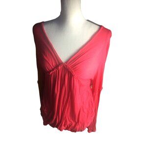 Boston Proper Plunging Neckline Red Top* Long Sleeve Blouse*Stretchy*EUC *Large